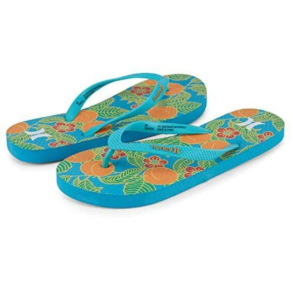 Hurley Womens Flip Flop Sandal Teal Oranges 9 - Picture 5 of 5